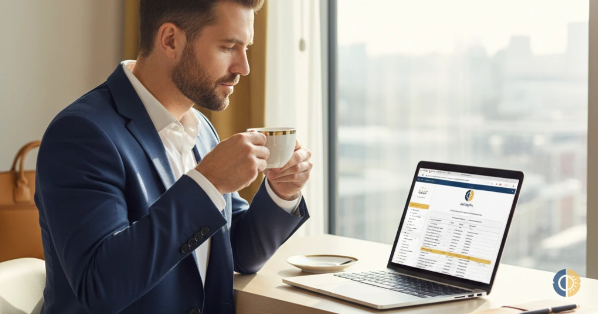 Business traveler using Jet Lag Fix tool